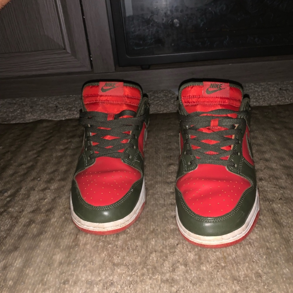 Nike Olive Green and Red Sneakers